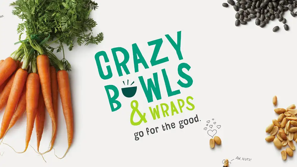Crazy Bowls & Wraps restaurant branding by Atomicdust
