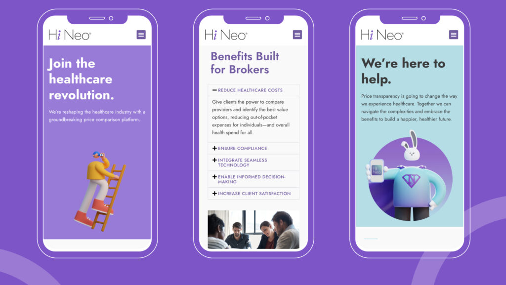 Hi Neo's website design mobile mockups