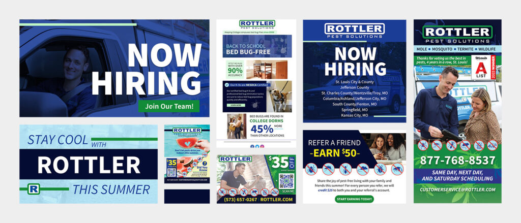 Existing marketing materials for Rottler Pest Solutions were heavy on offers and transactional information