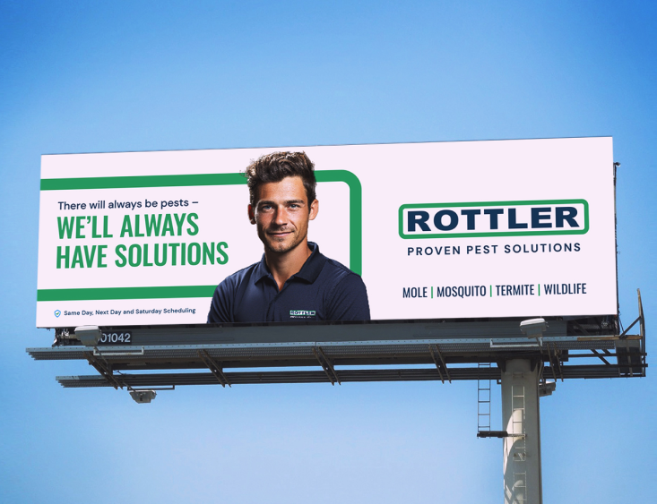 Rottler Pest Solutions branding on a billboard