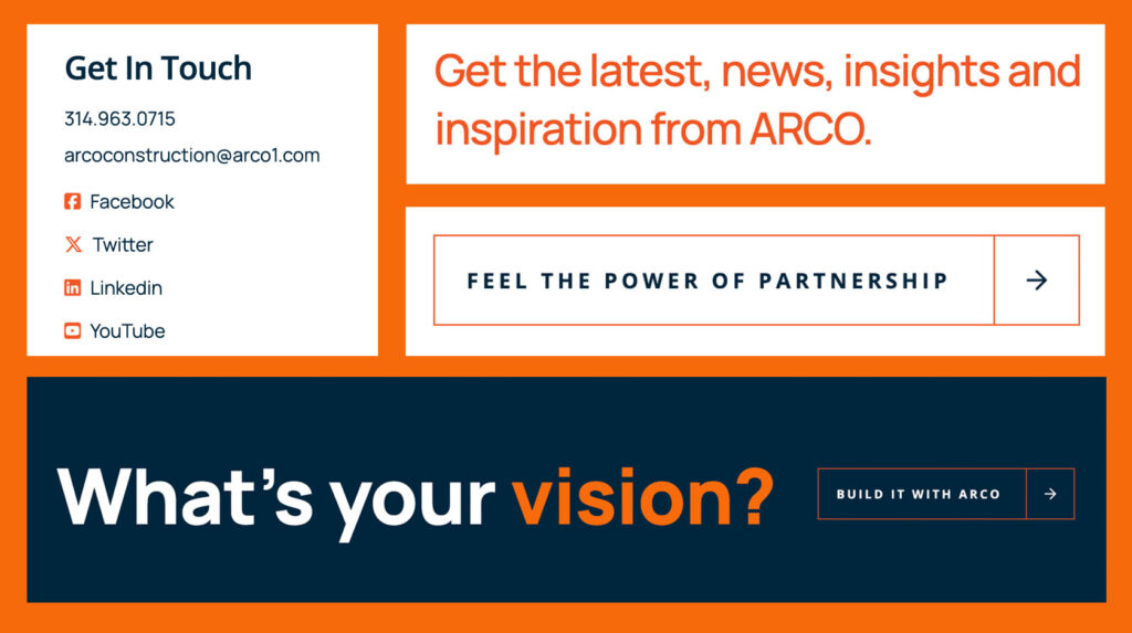 Calls to action on the ARCO Construction website