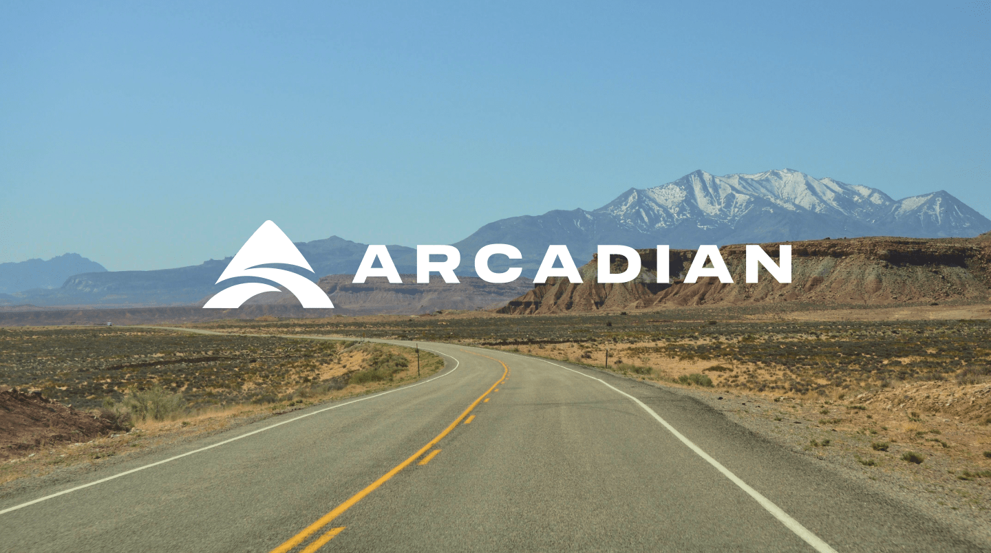 Aracadian Infracom logo with a photo of mountains