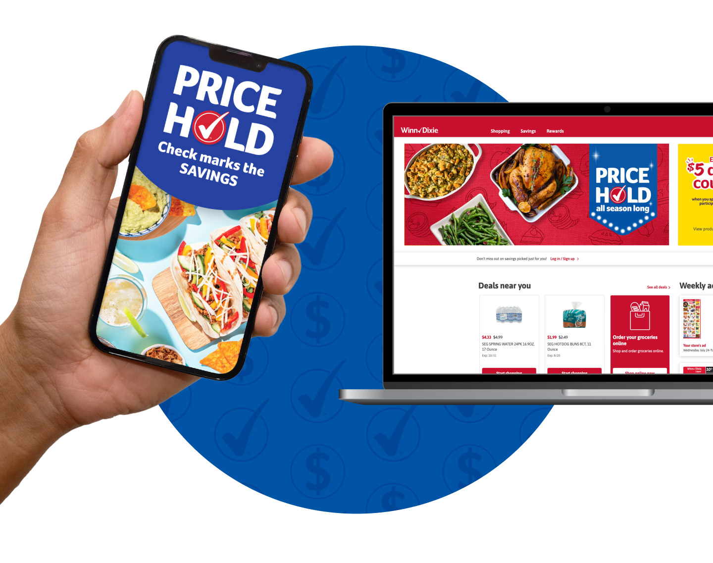 Digital marketing for Winn-Dixie grocery store, including mobile app and website creative